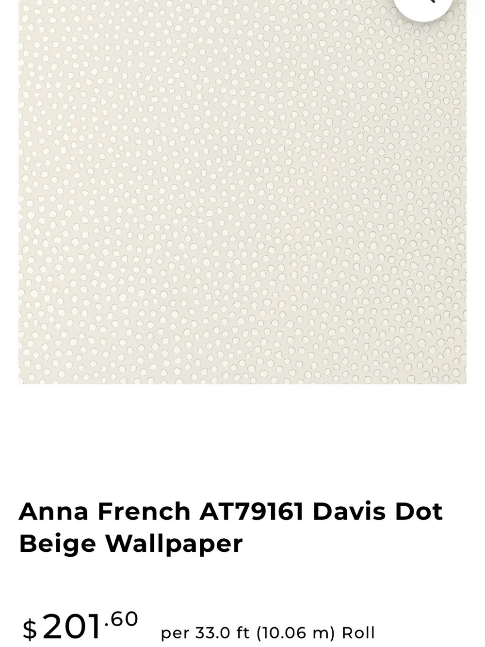 Anna French Davis Dot Wallpaper in Beige